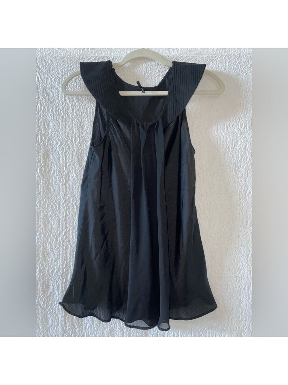 Lapis Sleeveless Tank Style Silky Sheer Blouse